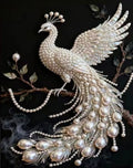 Diamantni mozaik "Elegantni pav" z biseri – 40x47 cm